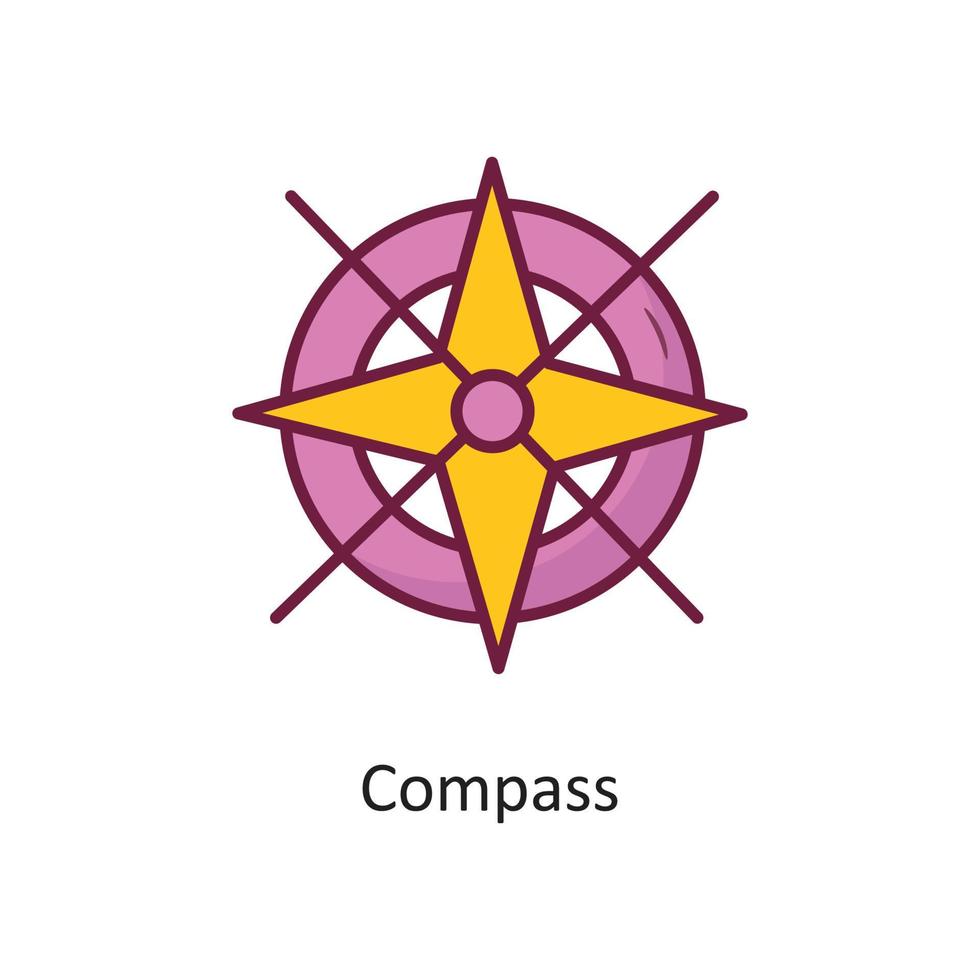 Kompass Vektor gefüllt Umriss Icon Design Illustration. Feiertagssymbol auf weißem Hintergrund eps 10-Datei