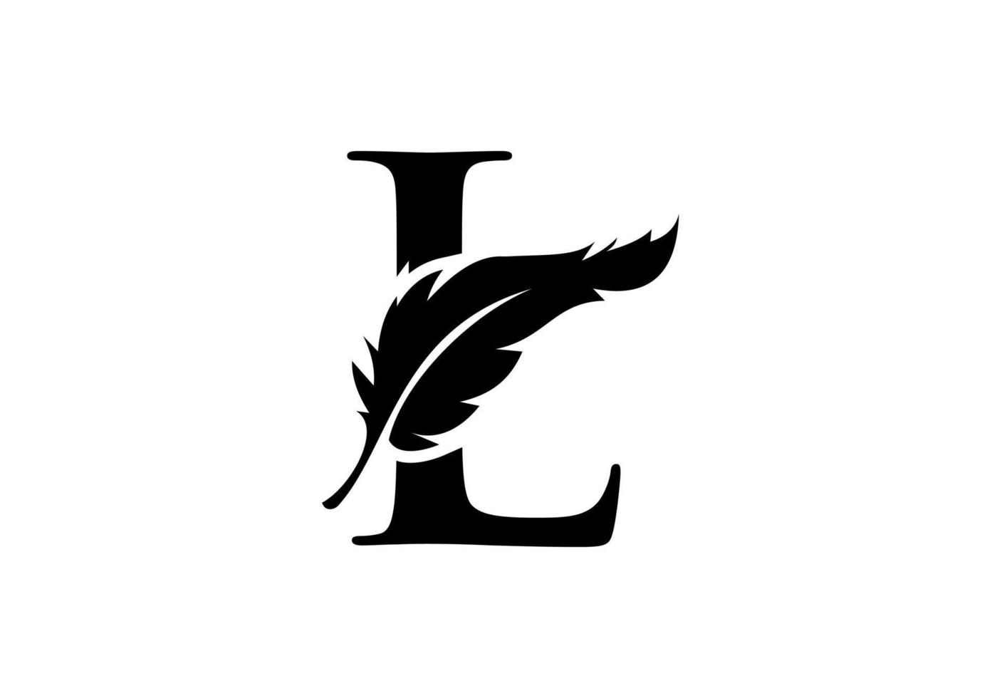 brev l fjäder logotyp design vektor