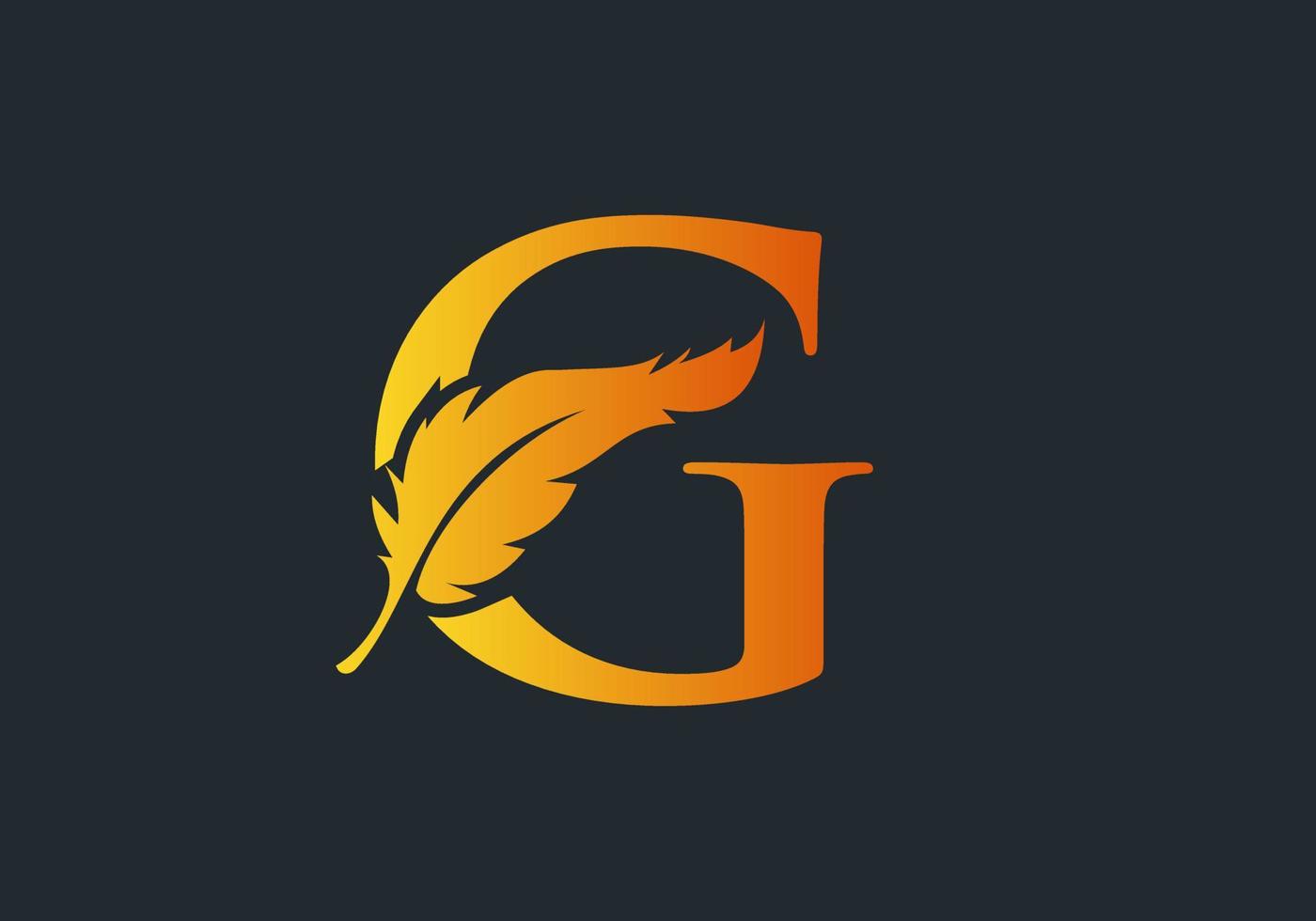 Buchstabe g Feder-Logo-Design vektor