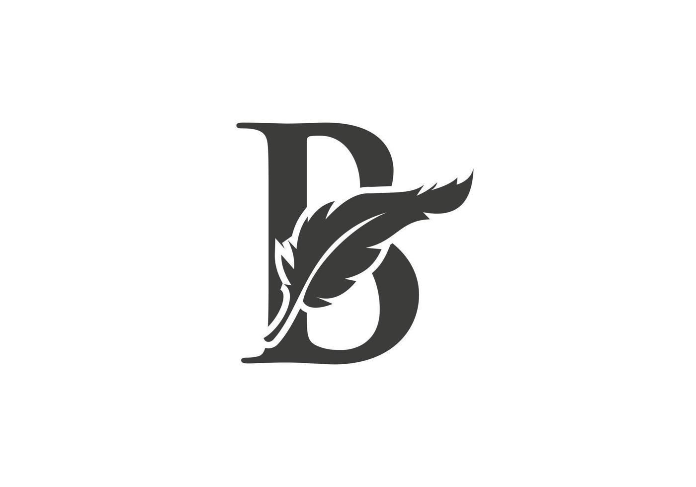 brev b fjäder logotyp design vektor
