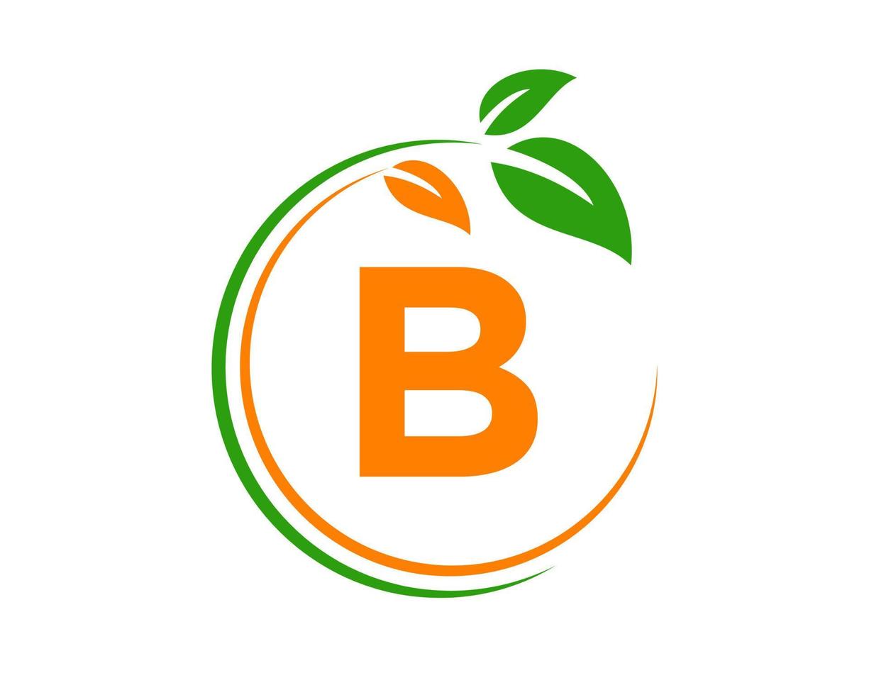 brev b eco logotyp begrepp med blad symbol vektor