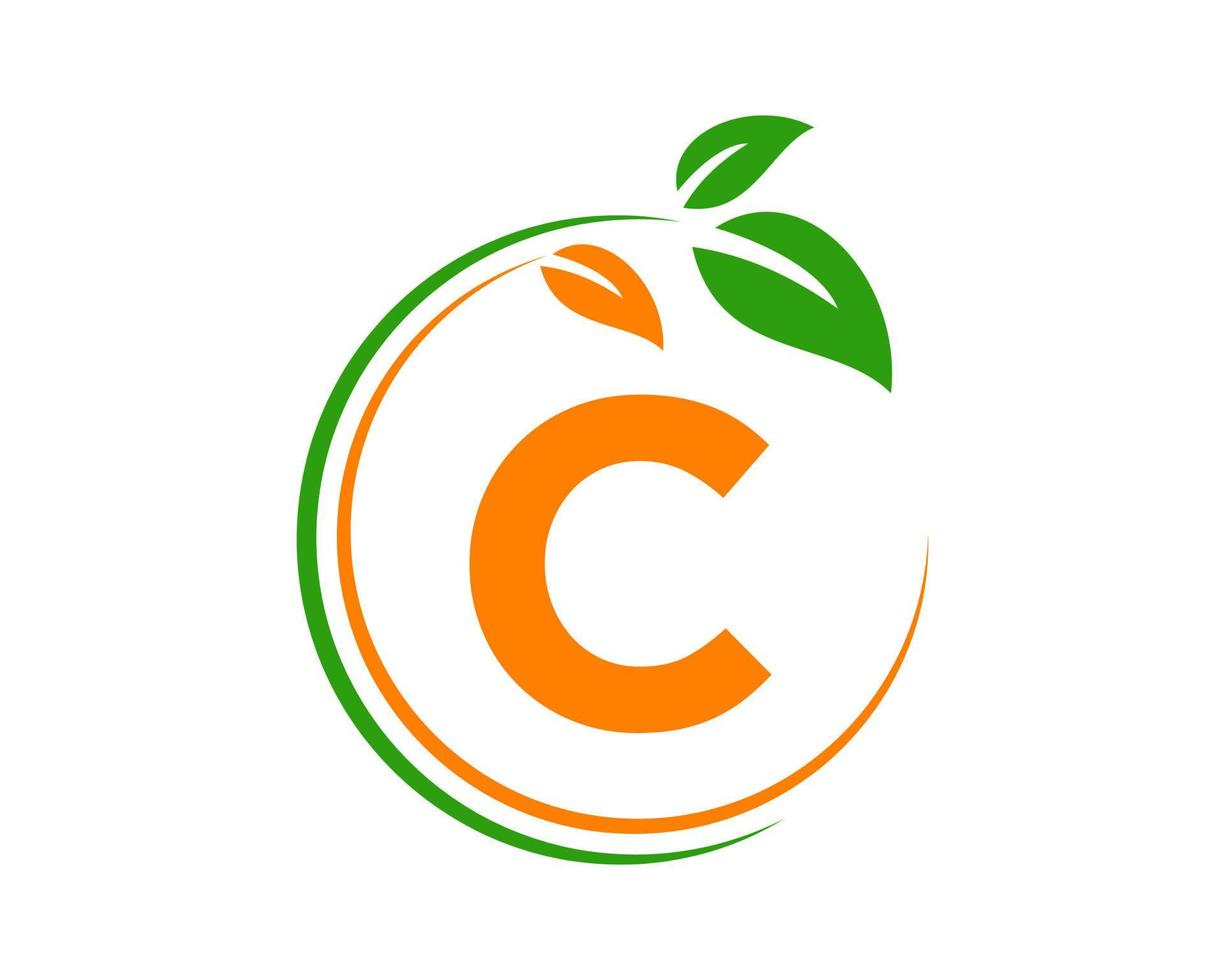 brev c eco logotyp begrepp med blad symbol vektor