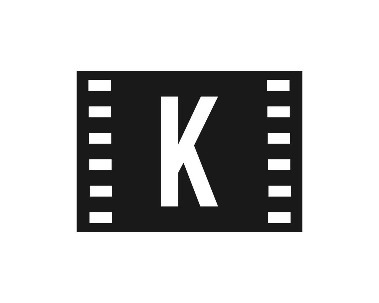 rörelse filma logotyp på brev k. film filma tecken, filma produktion logotyp vektor