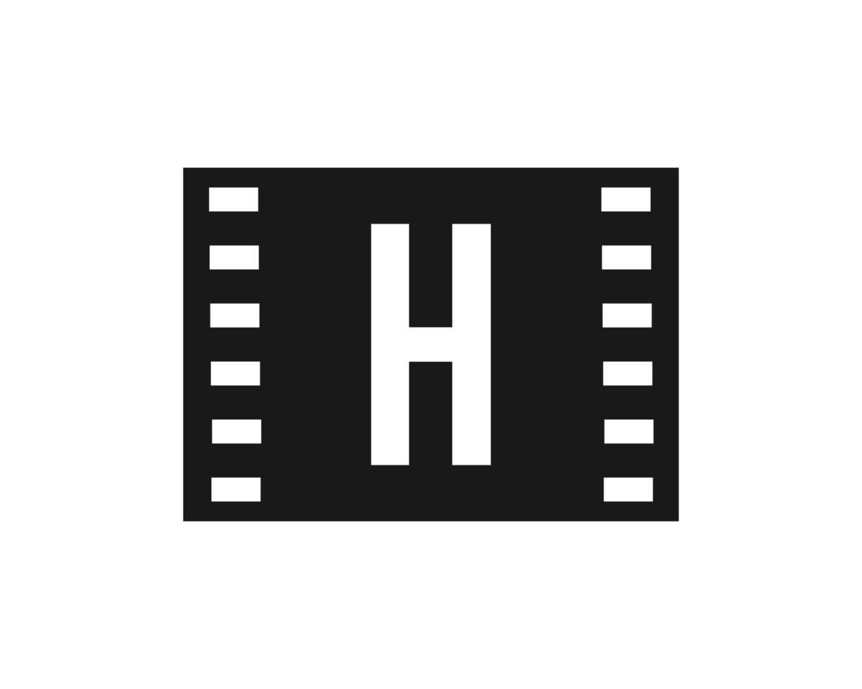 rörelse filma logotyp på brev h. film filma tecken, filma produktion logotyp vektor