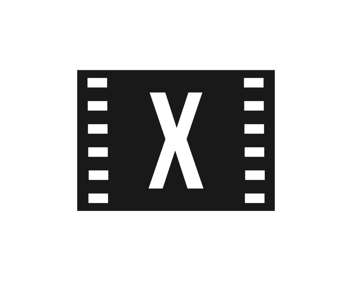 rörelse filma logotyp på brev x. film filma tecken, filma produktion logotyp vektor