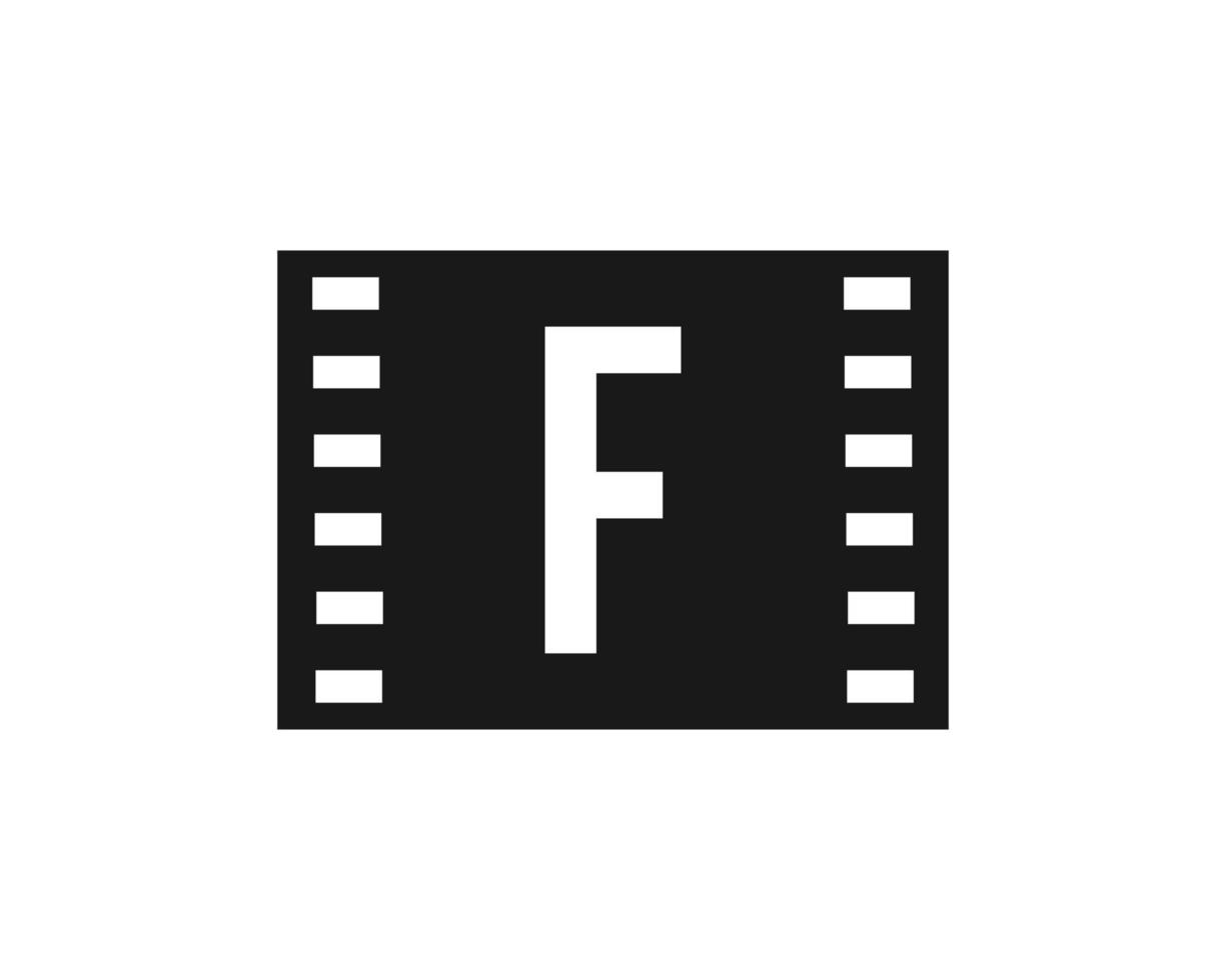 Motion-Film-Logo auf Buchstabe f. filmfilmschild, filmproduktionslogo vektor