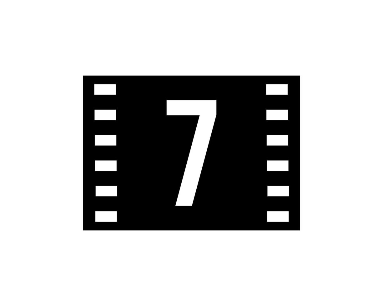 rörelse filma logotyp på bokstav 7. film filma tecken, filma produktion logotyp vektor