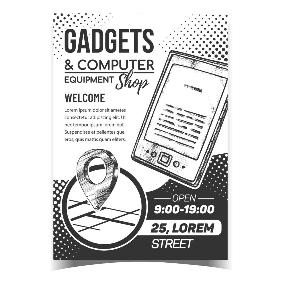 gadgetar och dator affär annonsera affisch vektor