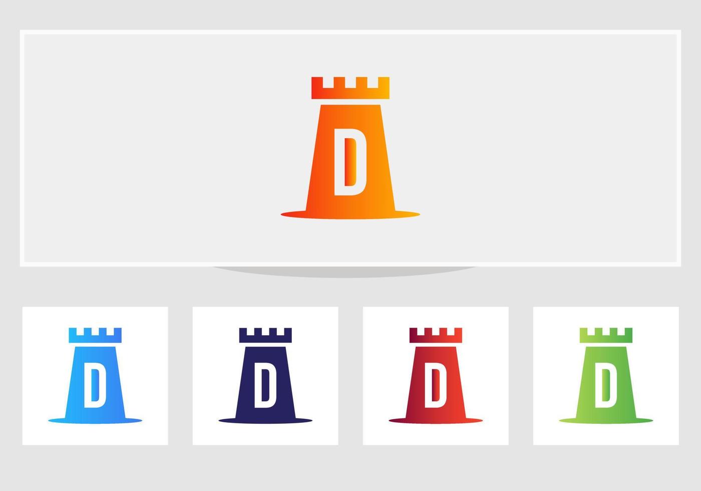 brev d slott logotyp. slott kung logotyp design vektor