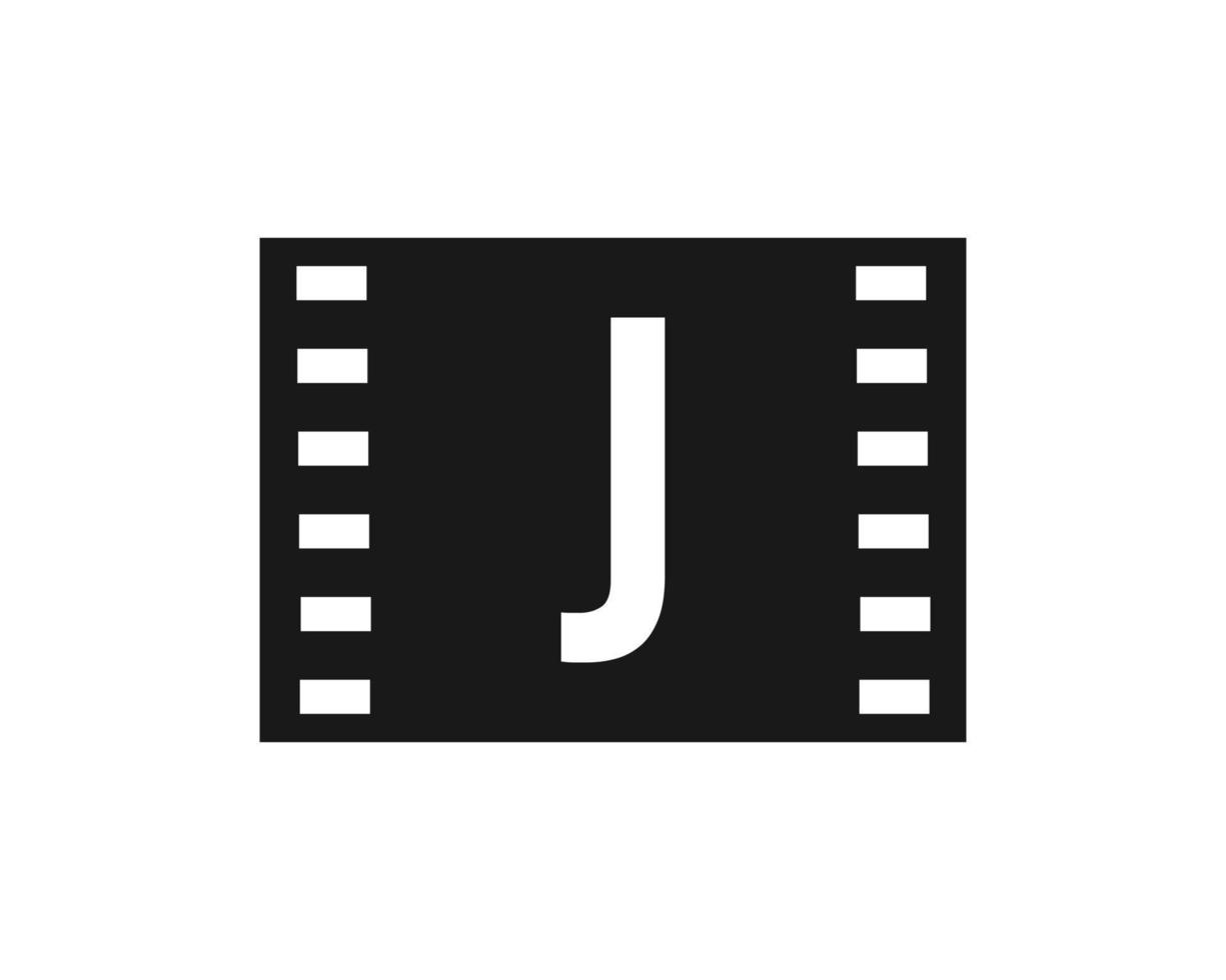 Motion-Film-Logo auf Buchstabe j. filmfilmschild, filmproduktionslogo vektor