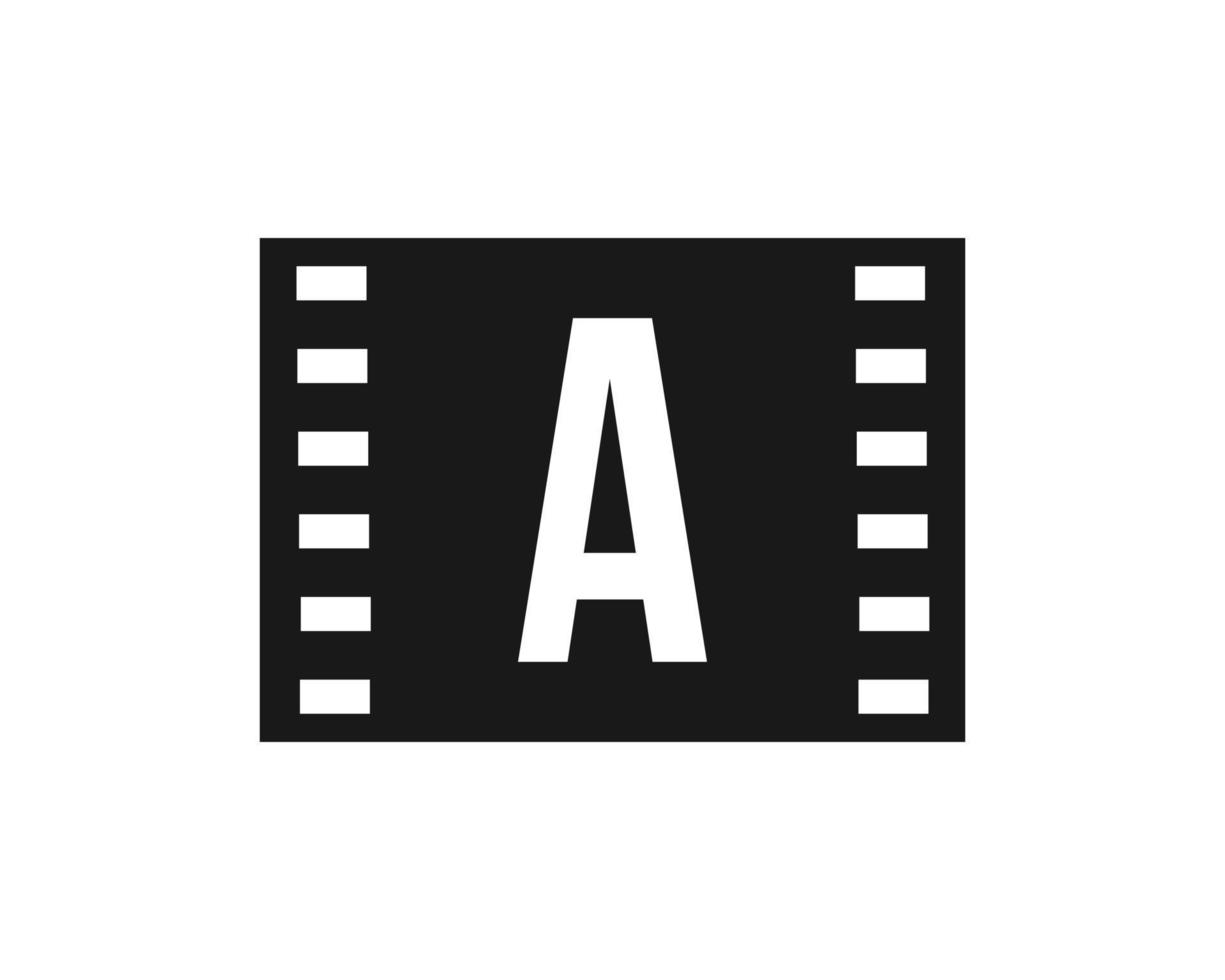 rörelse filma logotyp på brev a. film filma tecken, filma produktion logotyp vektor