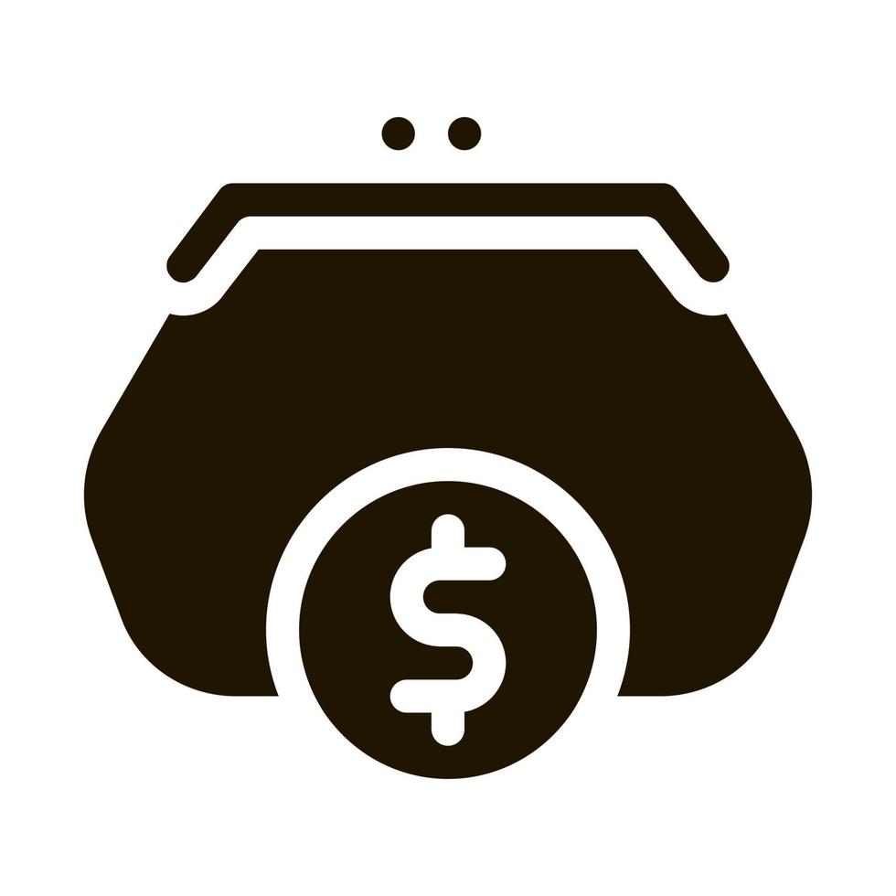 Geldbörse Münze Geld Symbol Vektor-Glyphe-Illustration vektor