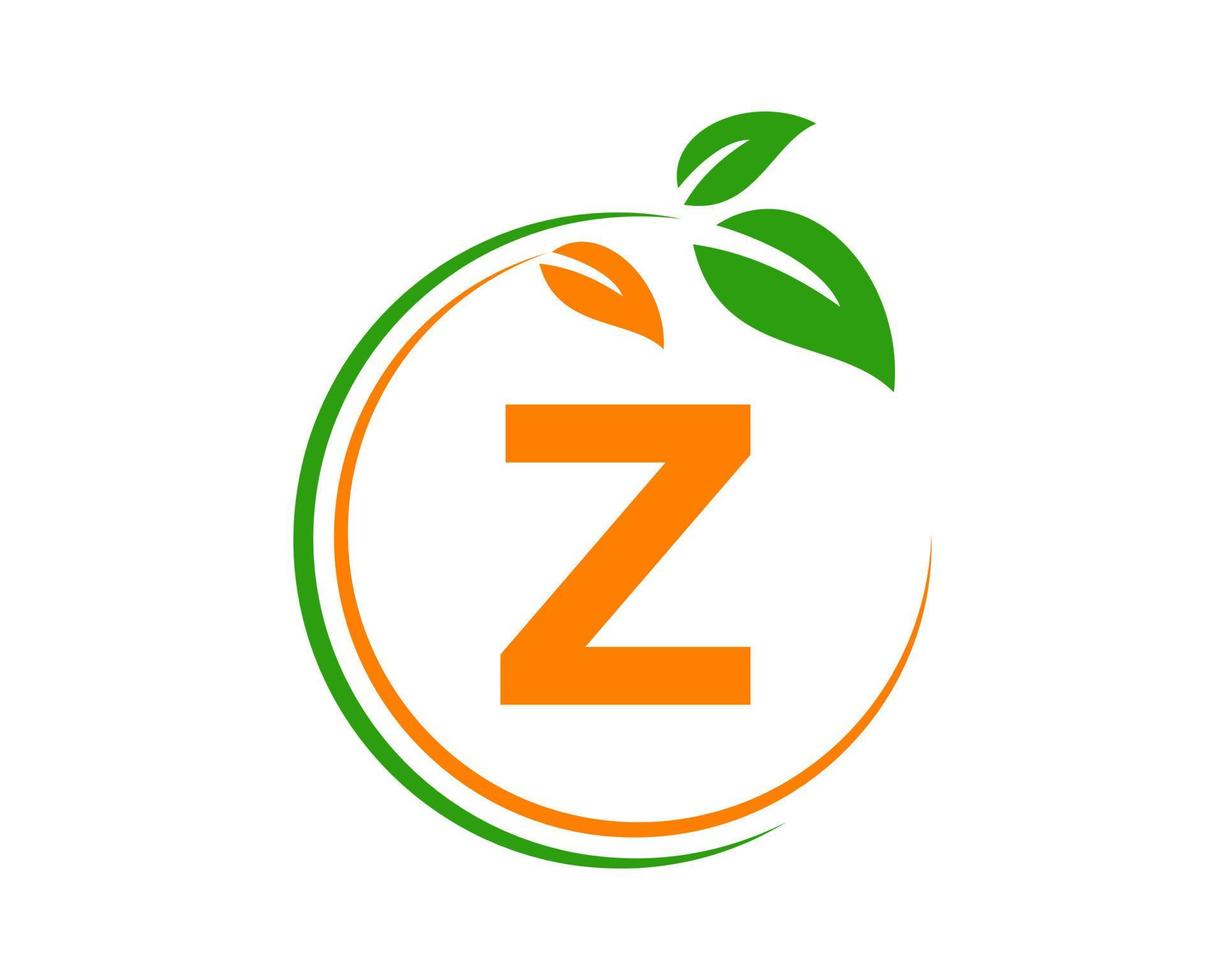 brev z eco logotyp begrepp med blad symbol vektor