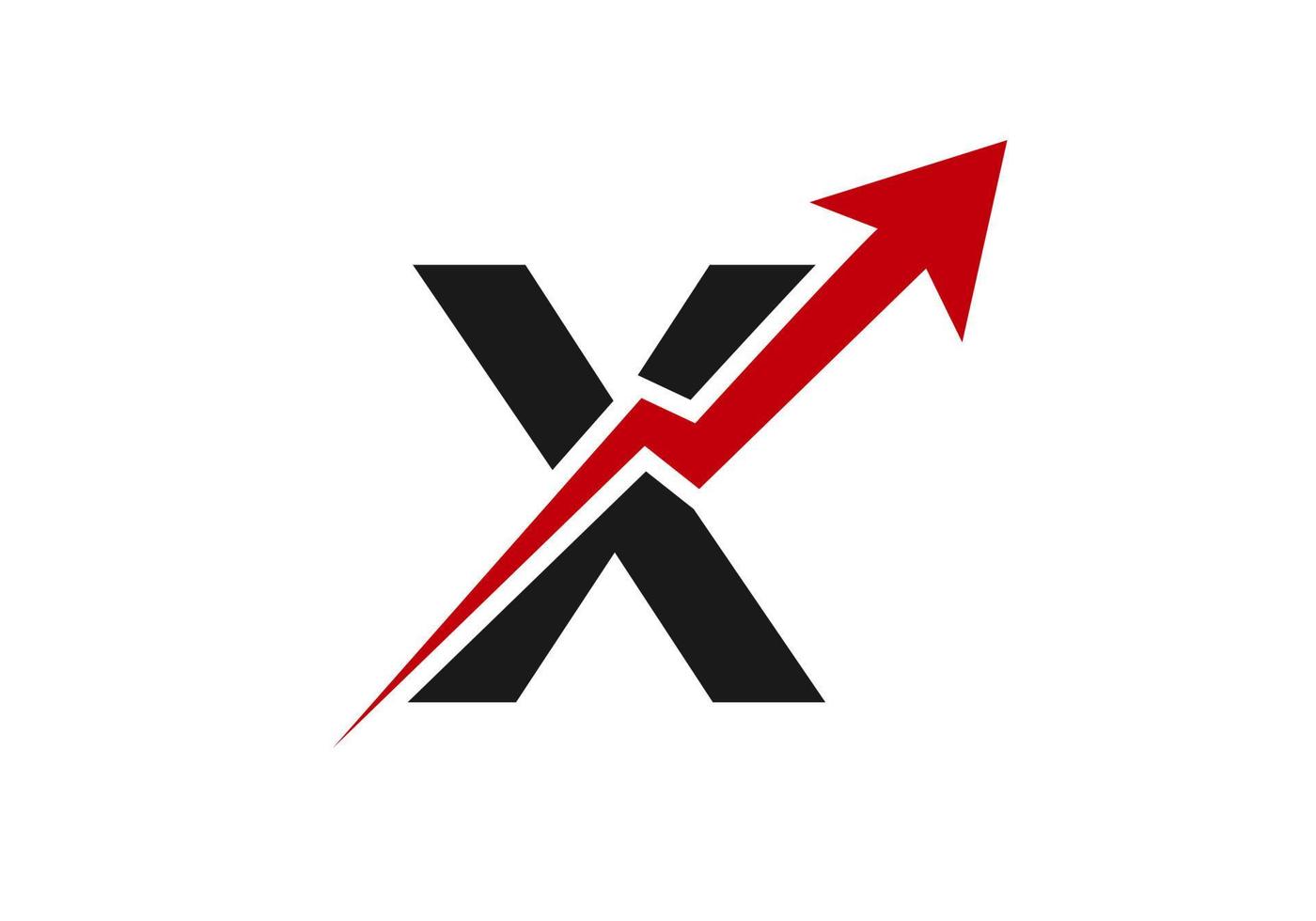 brev x finansiell logotyp företag logotyp med tillväxt pil mall vektor