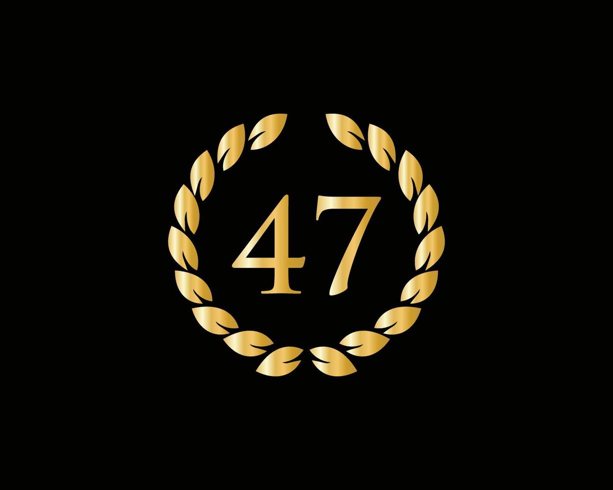 47: e år årsdag logotyp med gyllene ringa isolerat på svart bakgrund, för födelsedag, årsdag och företag firande vektor