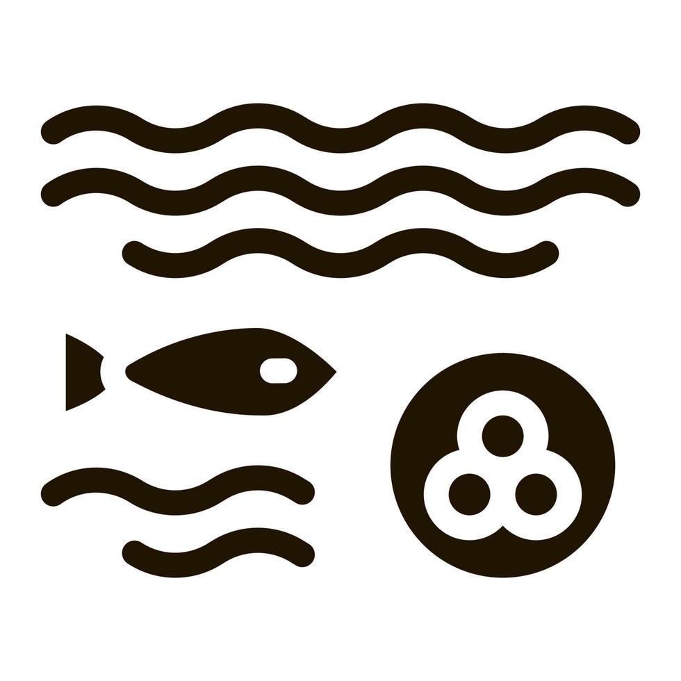 Fisch legt Kaviar-Symbolvektor-Glyphen-Illustration vektor