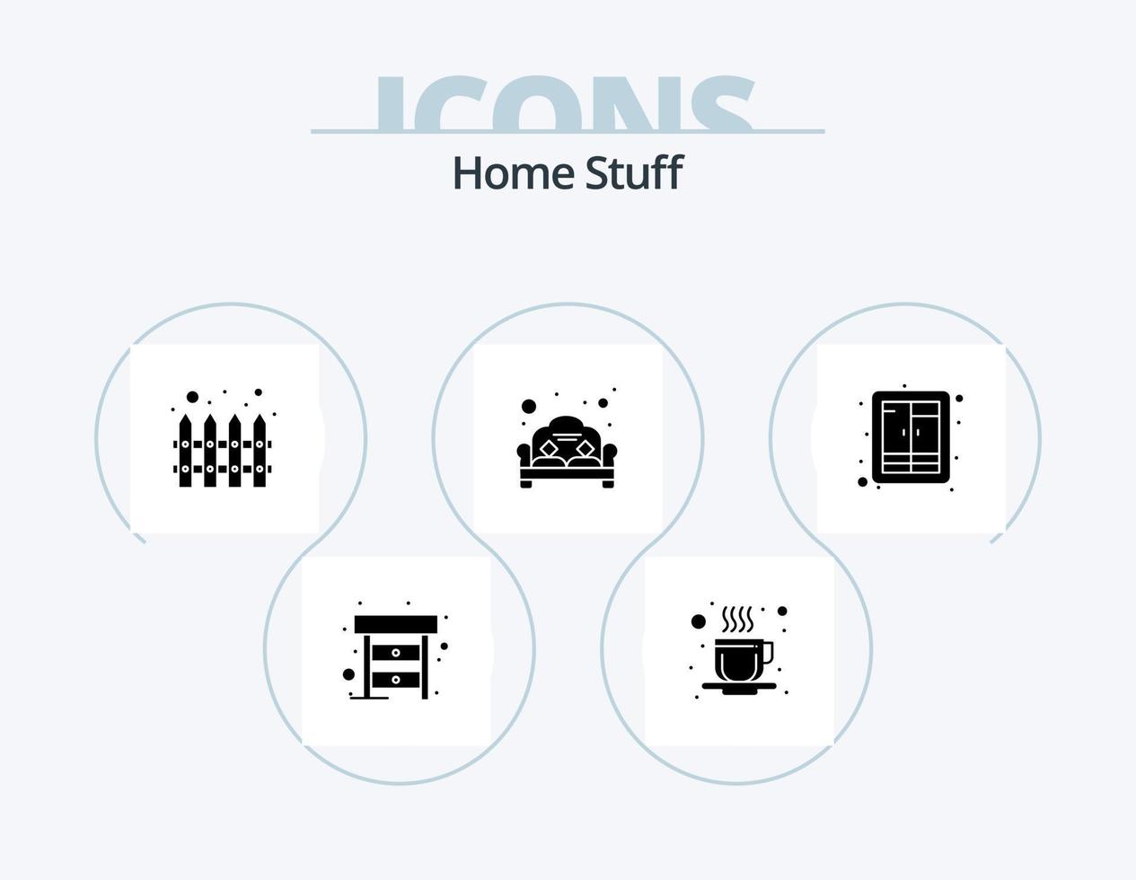 Home Stuff Glyph Icon Pack 5 Icon Design. Kleider. Zaun. Sofa. Couch vektor