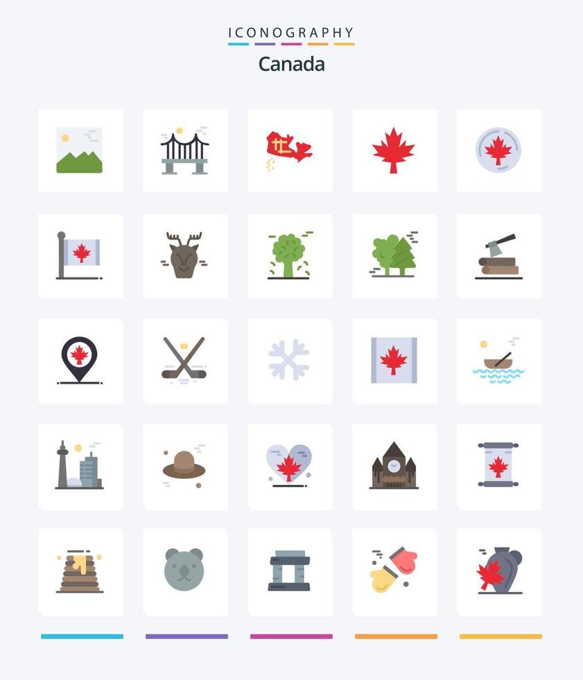 Creative Canada 25 Flat Icon Pack wie Blatt. Herbst. Straße. Ahorn. Kanada vektor