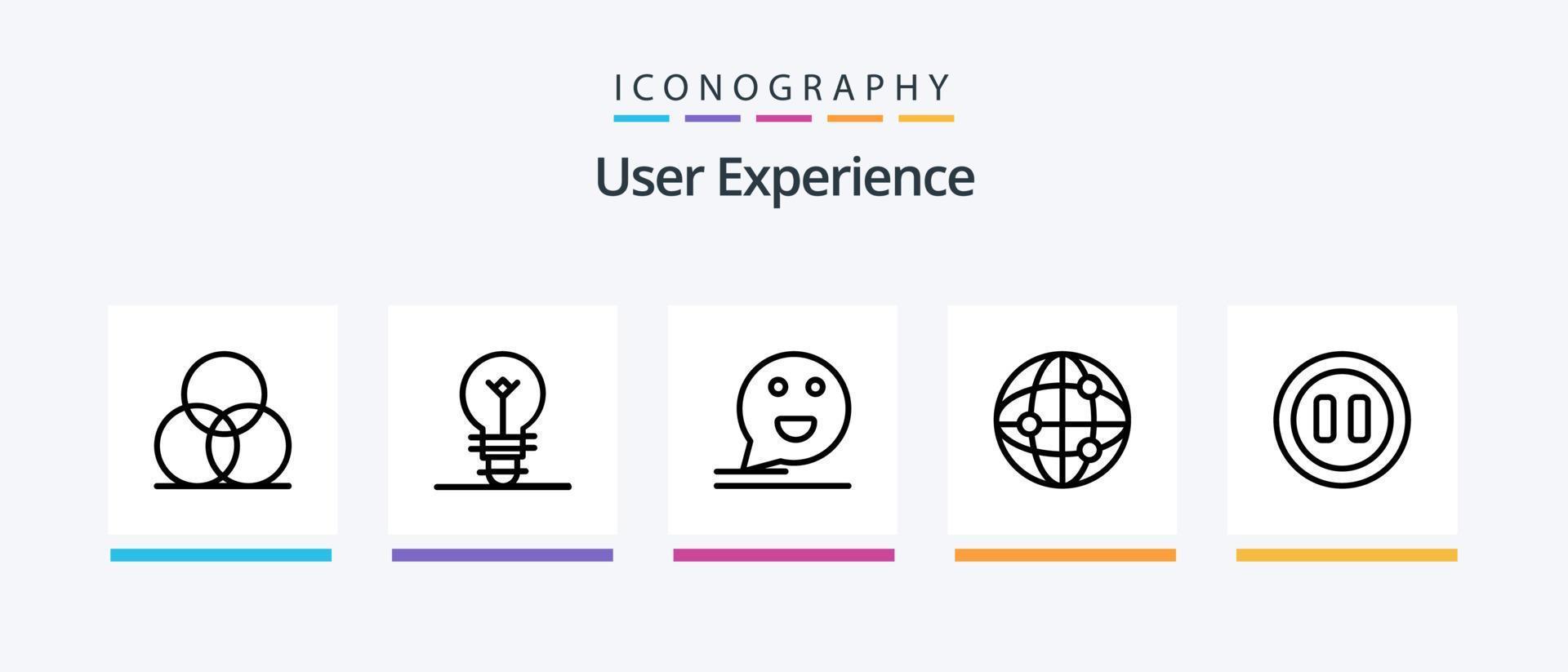 User Experience Line 5 Icon Pack inklusive Papier. Einstellung. Benutzer. Ausrüstung. glücklich. kreatives Symboldesign vektor