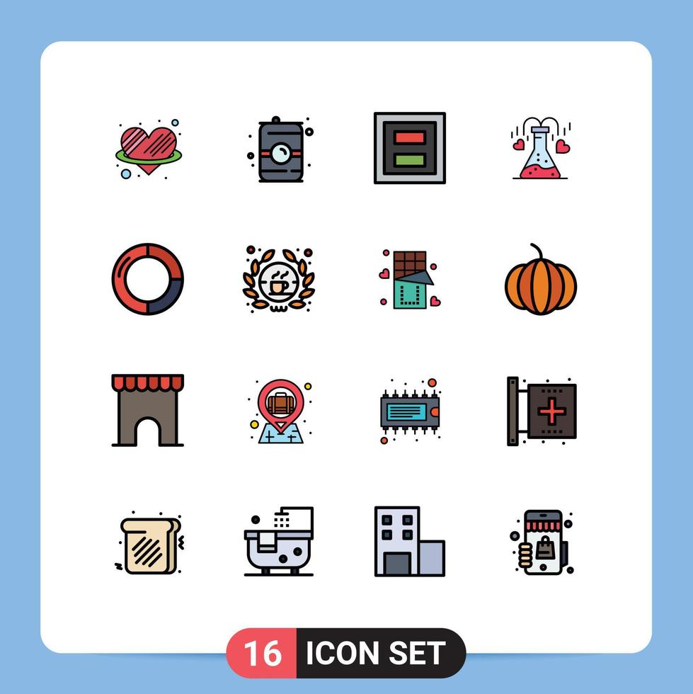 satz von 16 modernen ui-symbolen symbole zeichen für business herzanzeige flasche zwei bearbeitbare kreative vektordesignelemente vektor