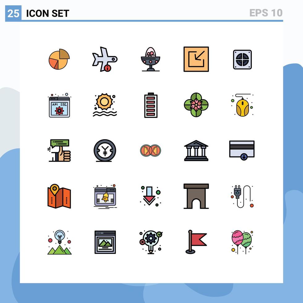 25 universell fylld linje platt Färg tecken symboler av ladda ner ägg info påsk kokt redigerbar vektor design element