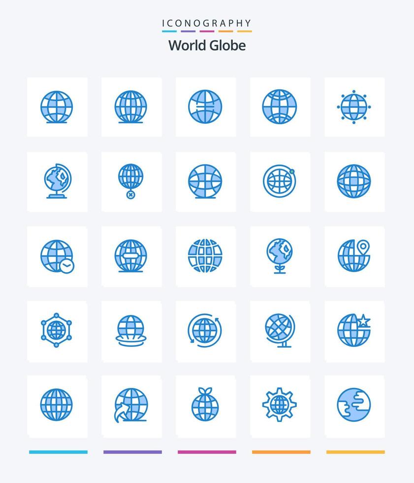 kreativ klot 25 blå ikon packa sådan som webb. klot. global. värld. klot vektor