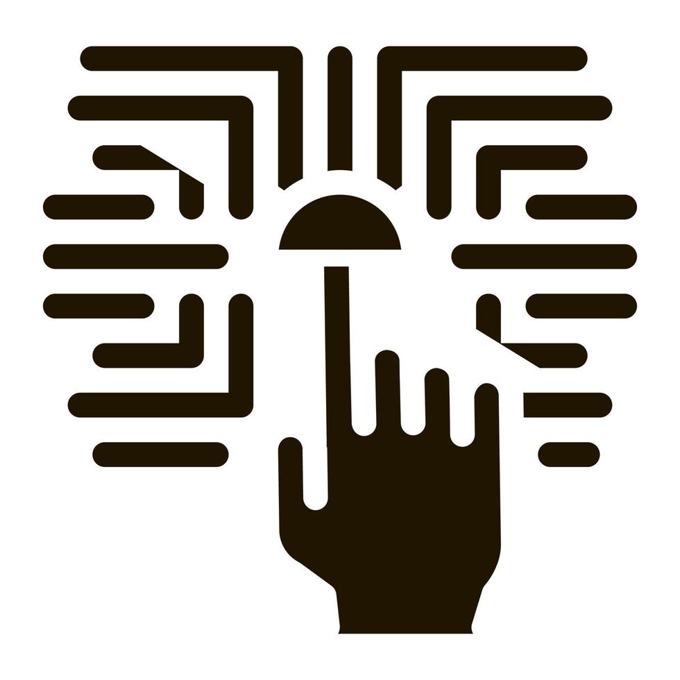 biometrisk fingeravtryck verifiering ikon vektor glyf illustration