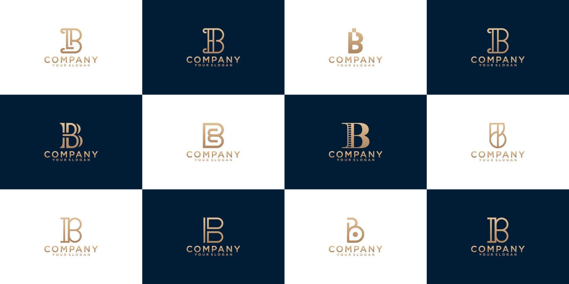 satz abstrakter monogrammbuchstabe b logo template vector