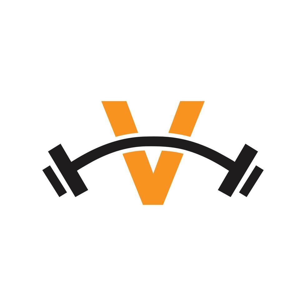 Buchstabe V Fitness-Studio-Logo-Design. Fitness-Club-Trainingslogo vektor