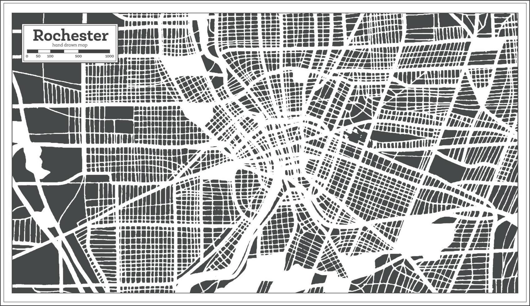 rochester usa stadtplan im retro-stil. Übersichtskarte. vektor