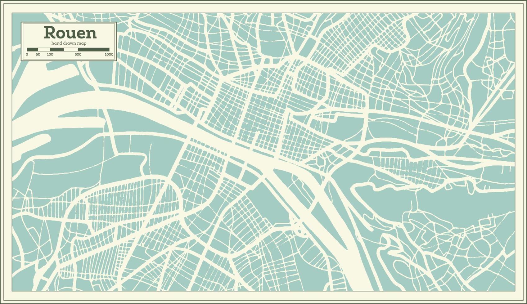 rouen Frankrike stad Karta i retro stil. översikt Karta. vektor illustration.