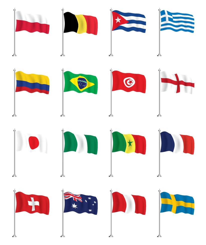 flaggor ikoner uppsättning. isolerat Vinka flaggor. vektor illustration.