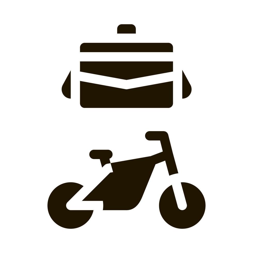 Bürotransport Fahrrad und Koffersymbol Vektor-Glyphen-Illustration vektor