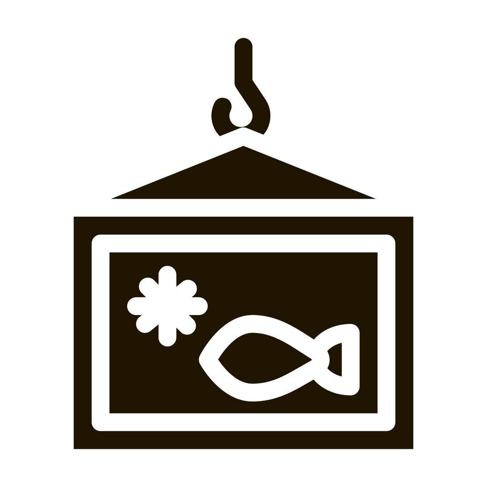 Gefrorene Fischbox-Symbol-Vektor-Glyphen-Illustration vektor