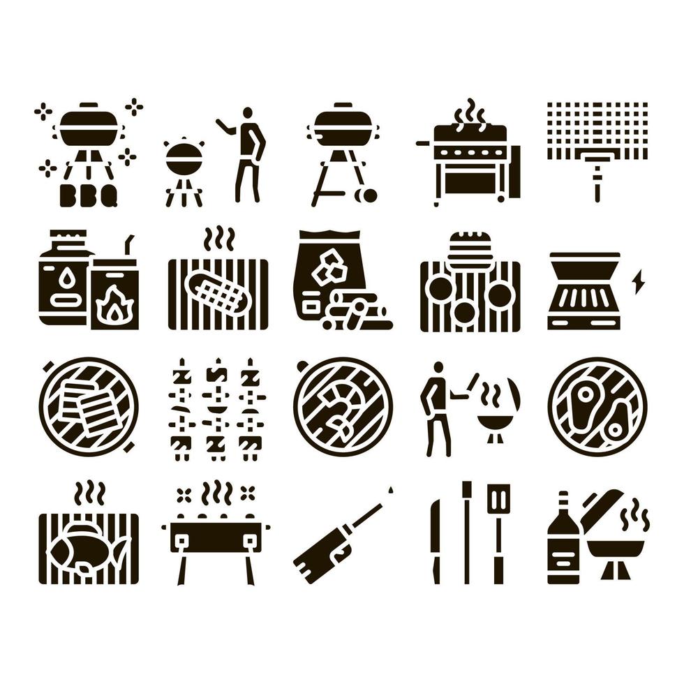 Grill-Grill-Glyphen-Set-Vektor vektor