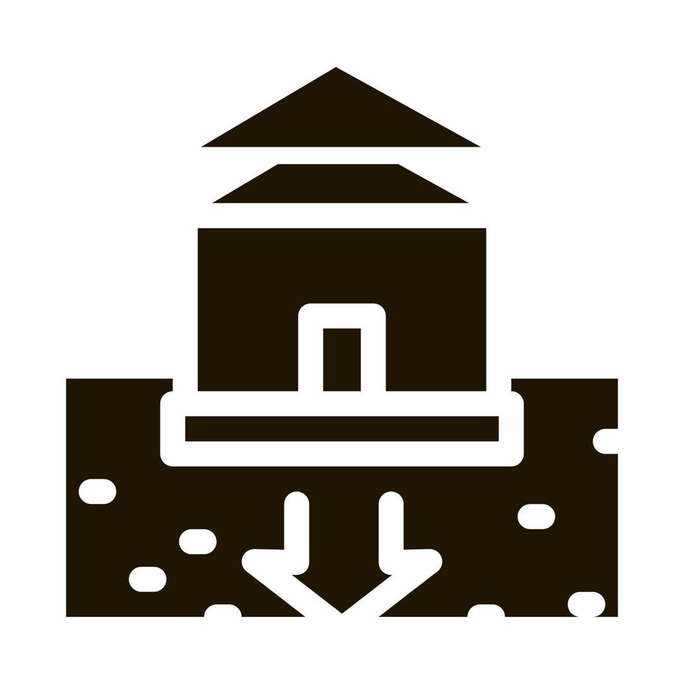 hus fundament sjunker ikon vektor glyf illustration