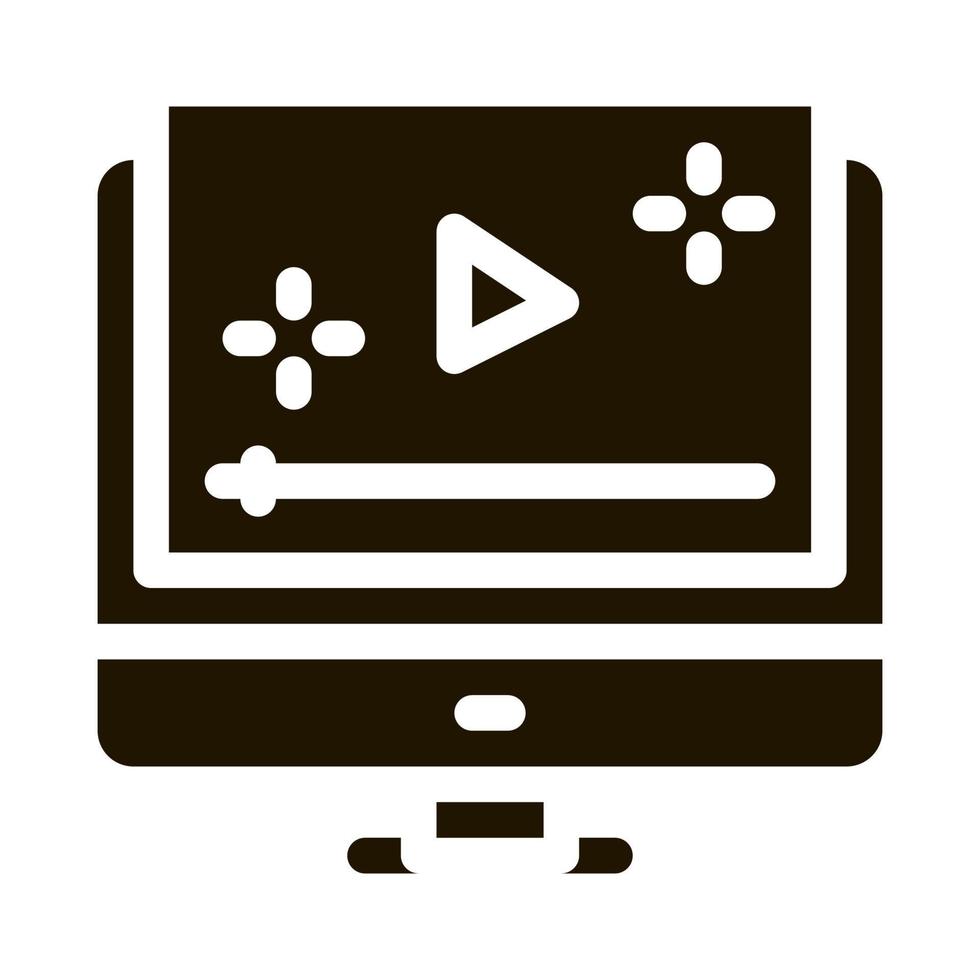 Video-Player-Computerbildschirm-Symbol Vektor-Glyphen-Illustration vektor