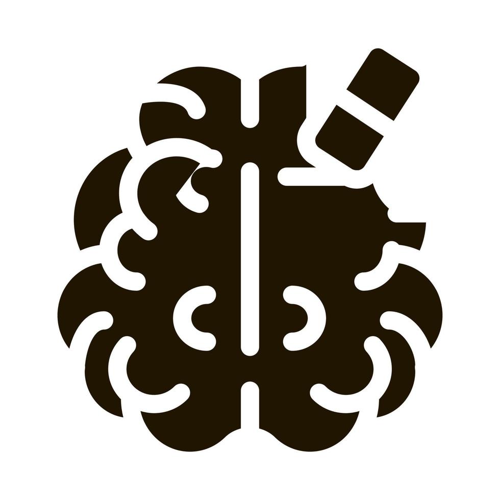 Brain Mind Erase Radiergummi Symbol Vektor Glyph Illustration