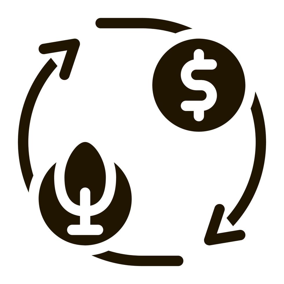 Zyklus von Bäumen und Geld-Symbol-Vektor-Glyphen-Illustration vektor