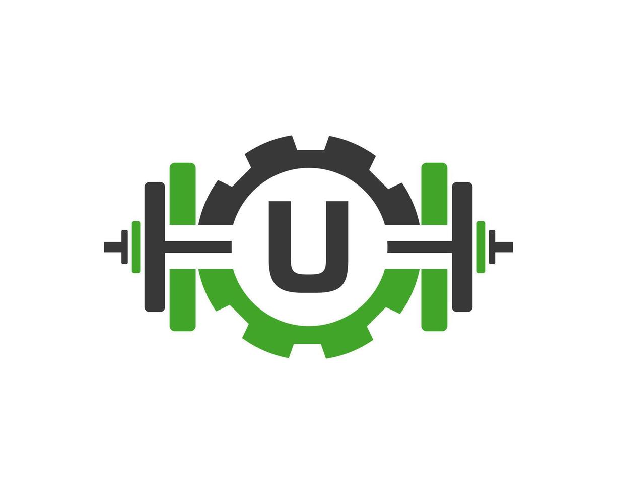 anfänglicher alphabetbuchstabe u entwurfsvorlage für das fitness-logo des fitnessstudios vektor