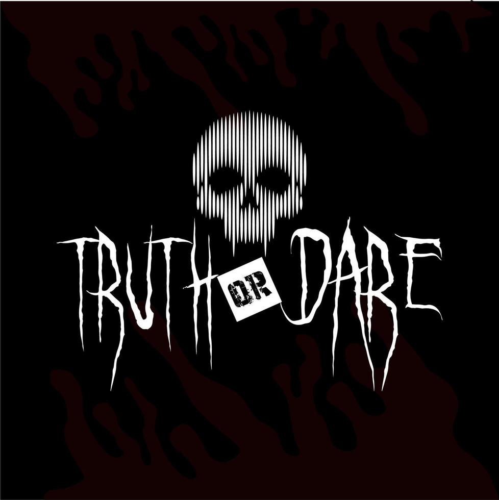 Truth or Dare Partyspiel-Logo mit Totenkopf-Symbol vektor