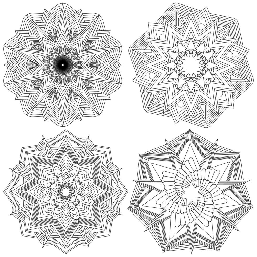 uppsättning av mandalas. dekorativ runda prydnad mönster. årgång geometrisk element. vektor