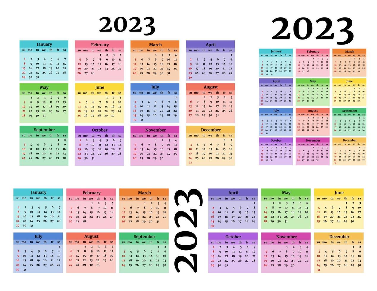 Kalender für 2023 isoliert auf weißem Hintergrund vektor