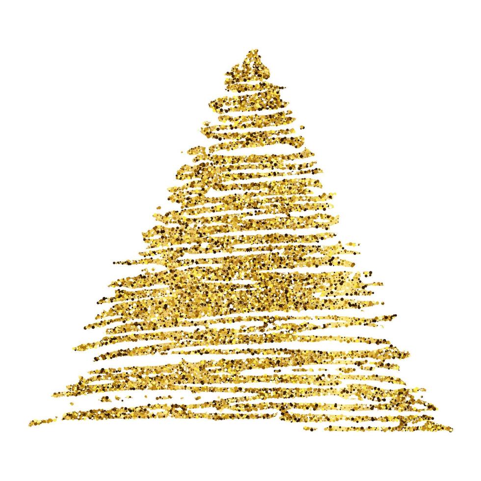 goldene Farbe handgezeichnetes glitzerndes Dreieck auf weißem Hintergrund. hintergrund mit goldfunkeln und glitzereffekt. leerer Platz für Ihren Text. Vektor-Illustration vektor