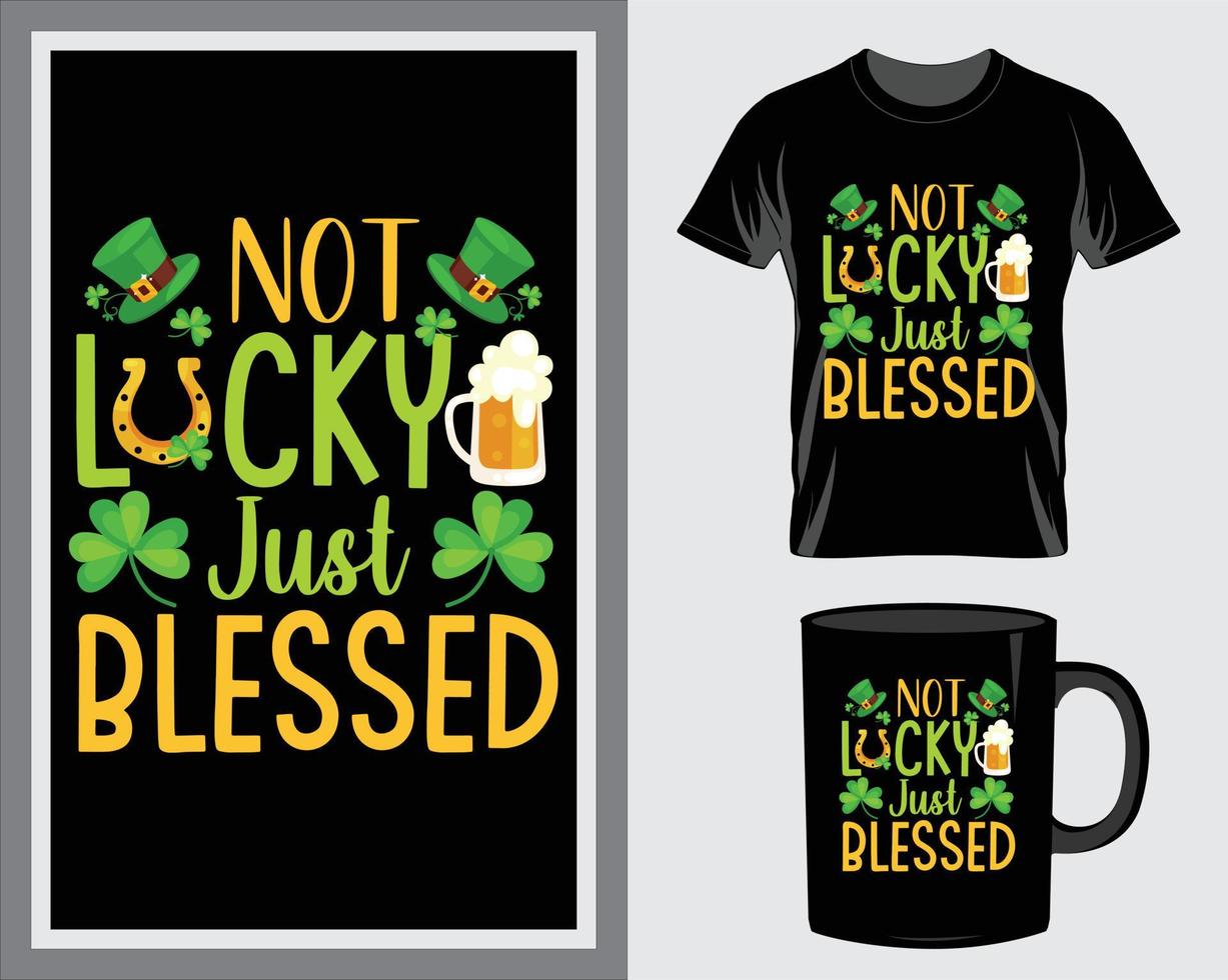 kein Glück nur gesegnet st. patrick's day zitat t-shirt und becher design vektor