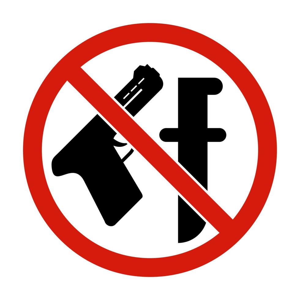 Waffe verboten Symbol. Verboten, keine Waffen, mit Pistole und Messer. vektor