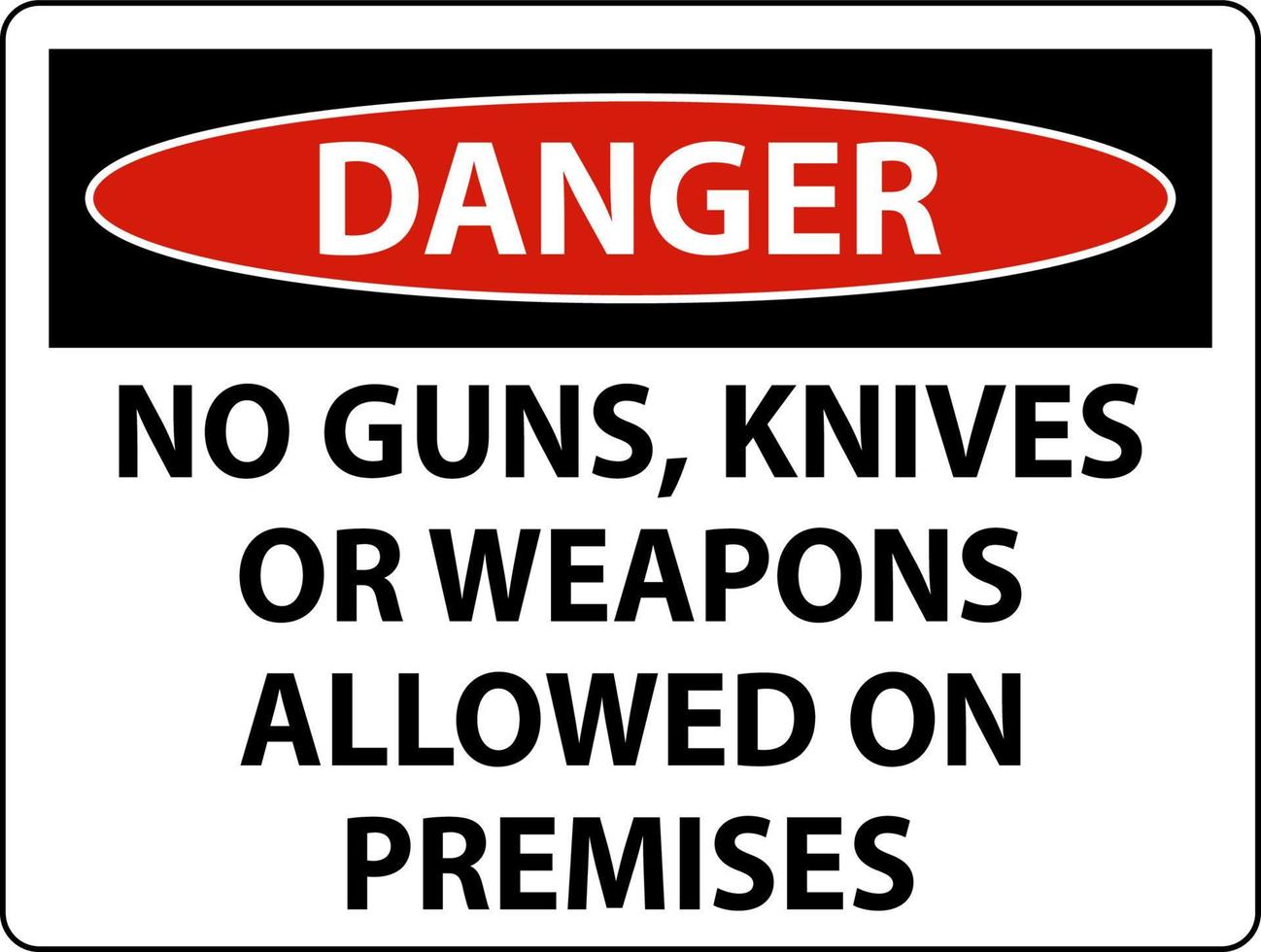 fara pistol regler tecken Nej vapen, knivar eller vapen tillåten på lokal vektor