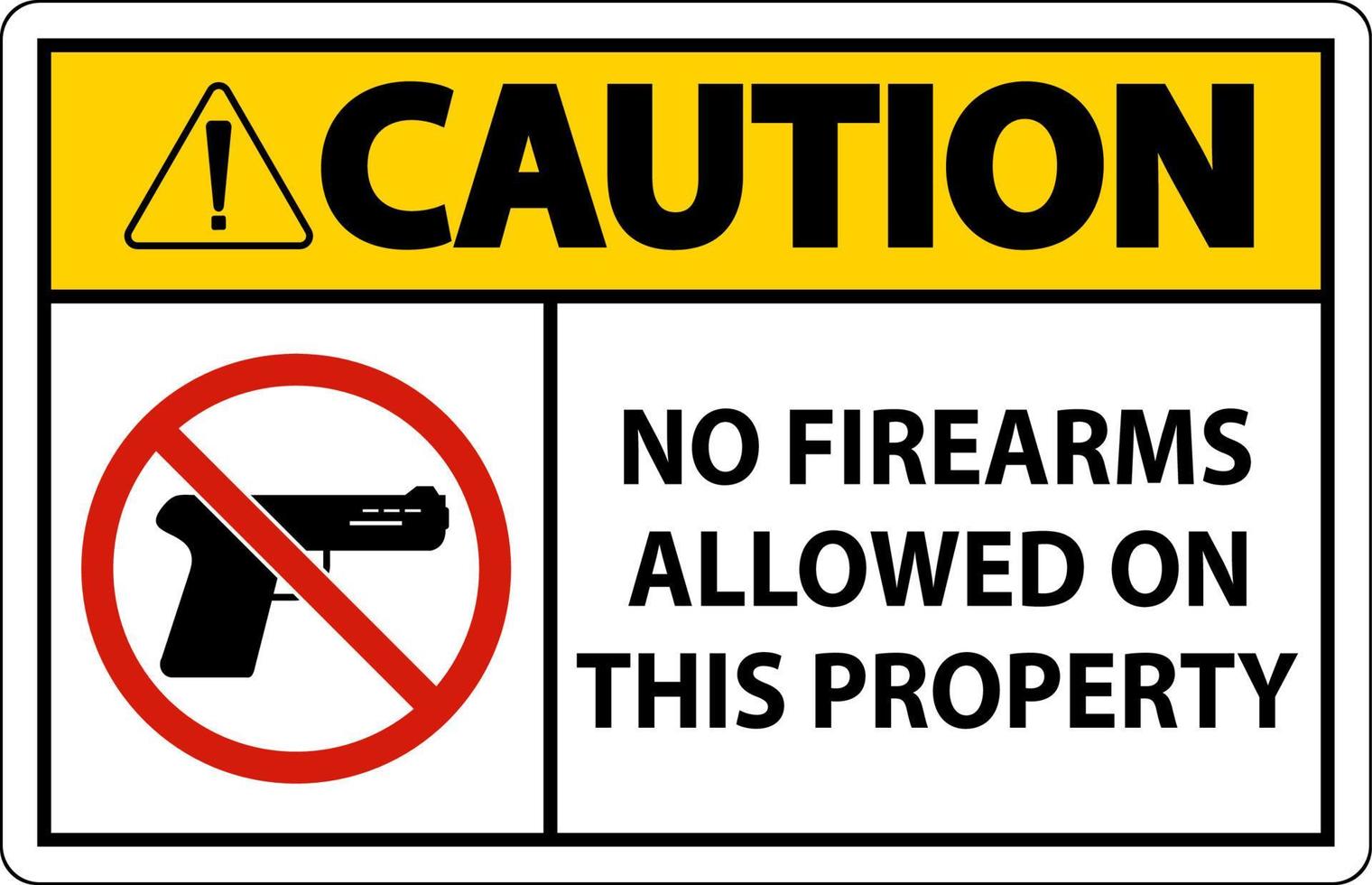 Vorsichtsschild, auf diesem Grundstück sind keine Schusswaffen erlaubt vektor