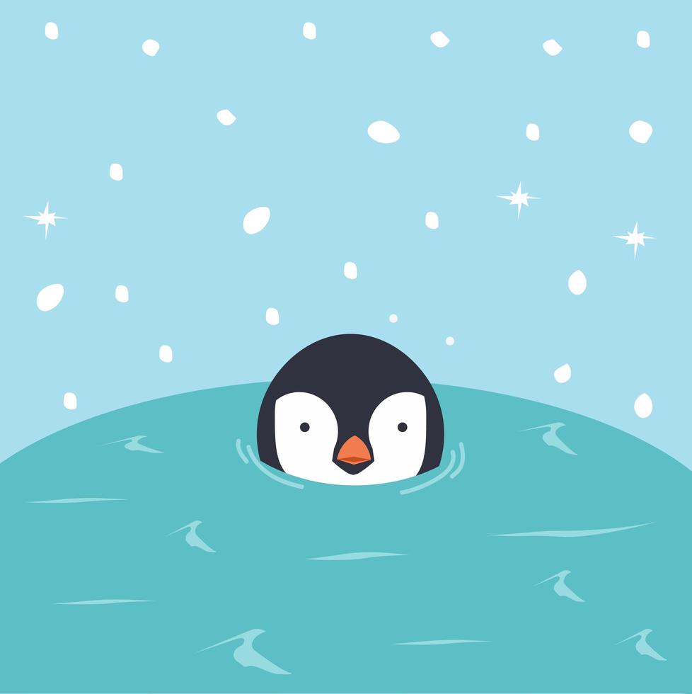 Pinguin schwimmt im Wasser vektor
