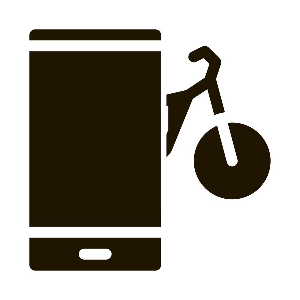 cykel delning tjänster telefon alternativ ikon vektor glyf illustration